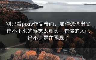 别只看pixiv作品表面，那种想退出又停不下来的感觉太真实，看懂的人已经不只是在围观了
