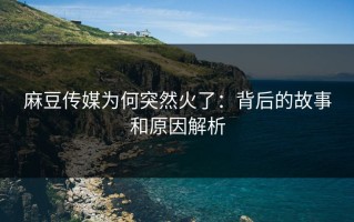 麻豆传媒为何突然火了：背后的故事和原因解析