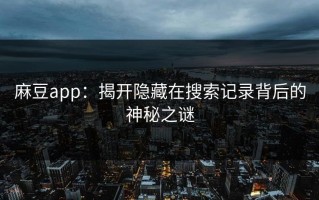 麻豆app：揭开隐藏在搜索记录背后的神秘之谜
