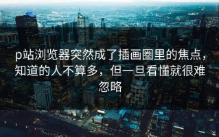 p站浏览器突然成了插画圈里的焦点，知道的人不算多，但一旦看懂就很难忽略