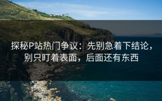 探秘P站热门争议：先别急着下结论，别只盯着表面，后面还有东西