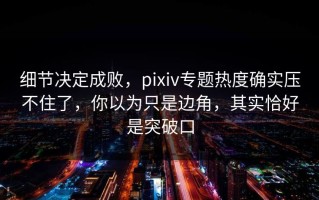 细节决定成败，pixiv专题热度确实压不住了，你以为只是边角，其实恰好是突破口