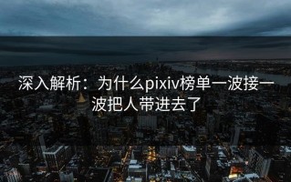 深入解析：为什么pixiv榜单一波接一波把人带进去了