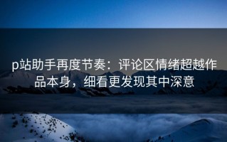 p站助手再度节奏：评论区情绪超越作品本身，细看更发现其中深意