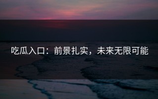 吃瓜入口：前景扎实，未来无限可能